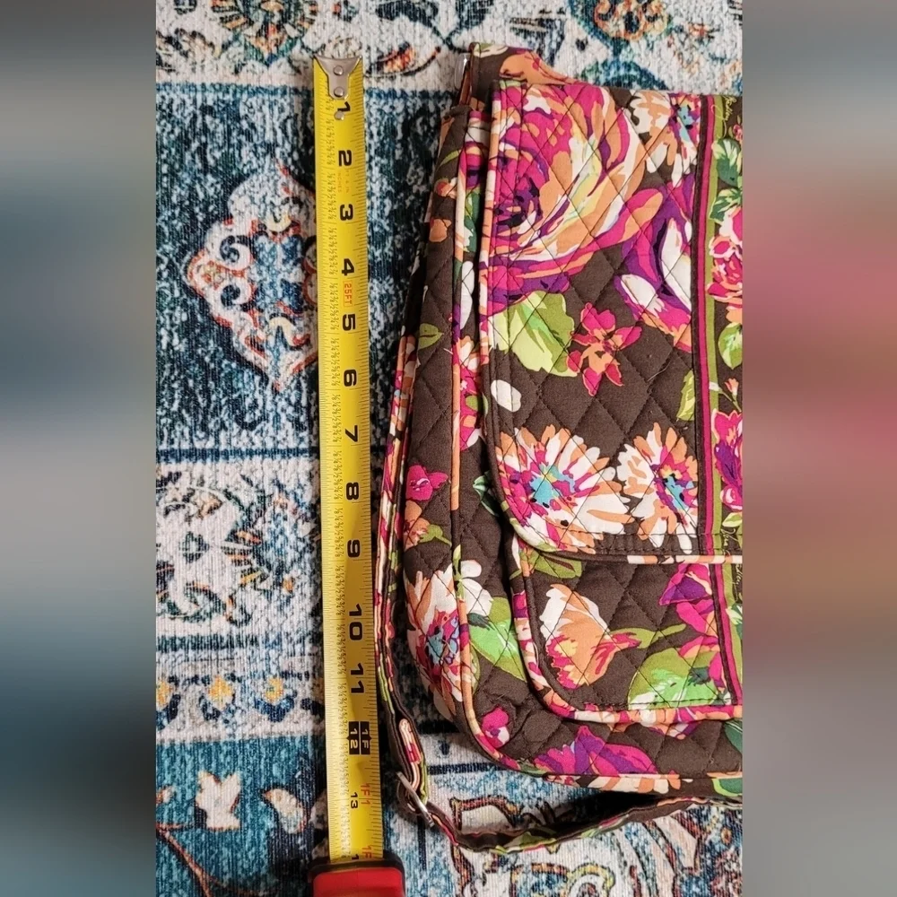 Vera Bradley Retired English Rose Mailbag Crossbody Brown Pink Floral